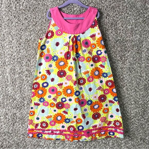 Hanna Andersson Dress Girls 10 Pink and Orange Floral Sleeveless A-Line - Picture 1 of 9